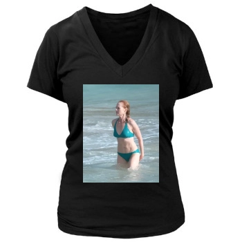 Marg Helgenberger (bikini) Women's Deep V-Neck TShirt