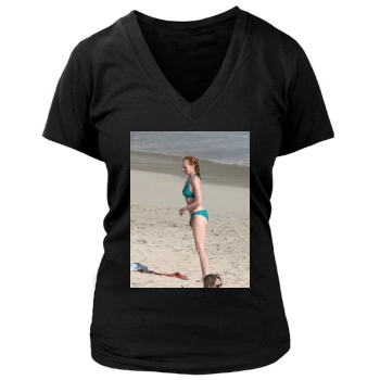 Marg Helgenberger (bikini) Women's Deep V-Neck TShirt