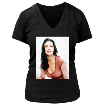 Catherine Zeta-Jones Women's Deep V-Neck TShirt