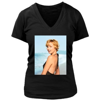 Charlize Theron Women's Deep V-Neck TShirt