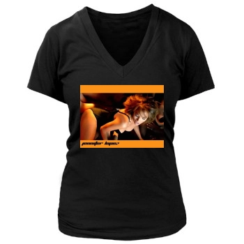 Jennifer Lopez Women's Deep V-Neck TShirt