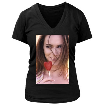 Jennifer Love Hewitt Women's Deep V-Neck TShirt