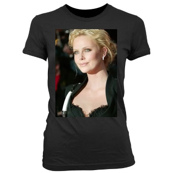 Charlize Theron Women's Junior Cut Crewneck T-Shirt