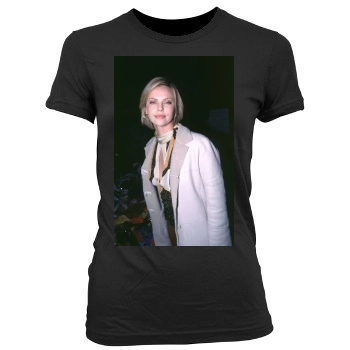 Charlize Theron Women's Junior Cut Crewneck T-Shirt