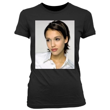 Jessica Alba Women's Junior Cut Crewneck T-Shirt