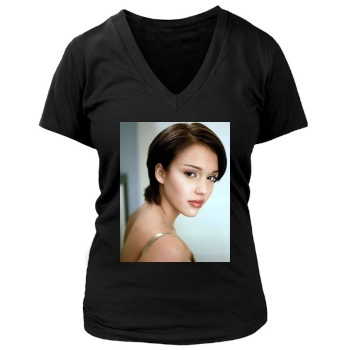 Jessica Alba Women's Deep V-Neck TShirt