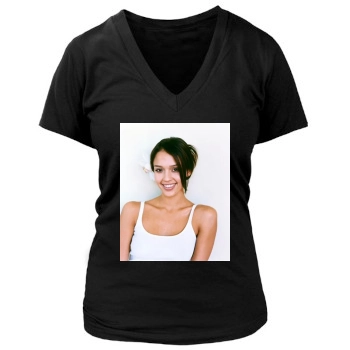 Jessica Alba Women's Deep V-Neck TShirt