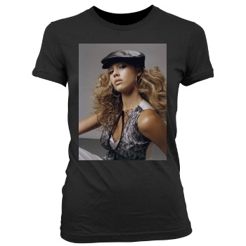 Jessica Alba Women's Junior Cut Crewneck T-Shirt