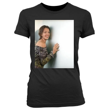 Jessica Alba Women's Junior Cut Crewneck T-Shirt