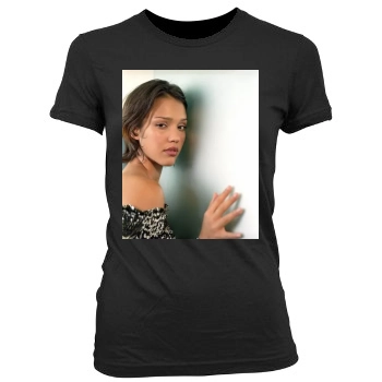 Jessica Alba Women's Junior Cut Crewneck T-Shirt