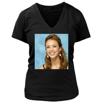 Jessica Alba Women's Deep V-Neck TShirt