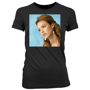 Jessica Alba Women's Junior Cut Crewneck T-Shirt