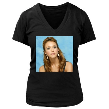 Jessica Alba Women's Deep V-Neck TShirt