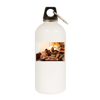 Jessica Ashley White Water Bottle With Carabiner