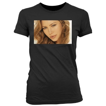 Jessica Biel Women's Junior Cut Crewneck T-Shirt