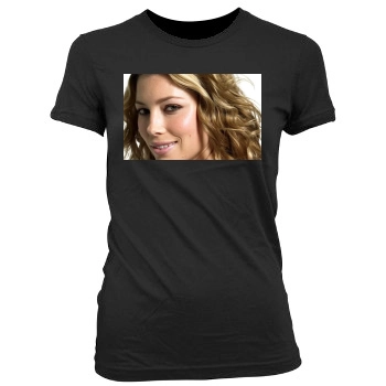 Jessica Biel Women's Junior Cut Crewneck T-Shirt