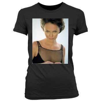 Charlize Theron Women's Junior Cut Crewneck T-Shirt