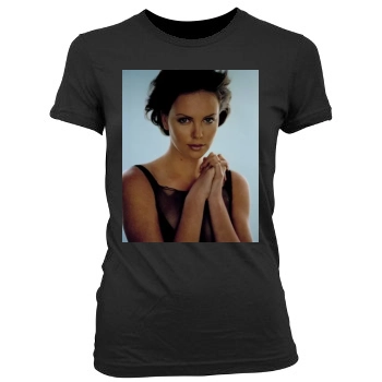 Charlize Theron Women's Junior Cut Crewneck T-Shirt