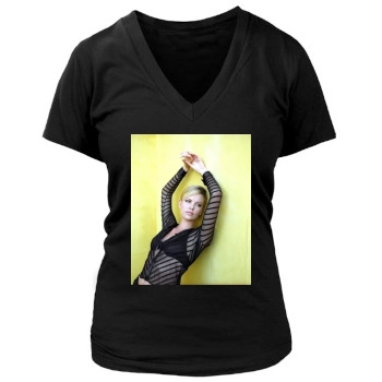 Charlize Theron Women's Deep V-Neck TShirt