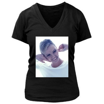 Charlize Theron Women's Deep V-Neck TShirt