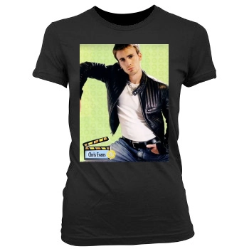 Chris Evans Women's Junior Cut Crewneck T-Shirt