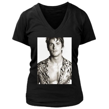 Christian Bale Women's Deep V-Neck TShirt