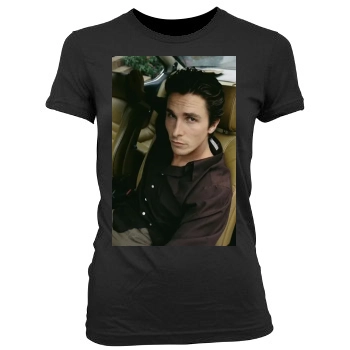 Christian Bale Women's Junior Cut Crewneck T-Shirt