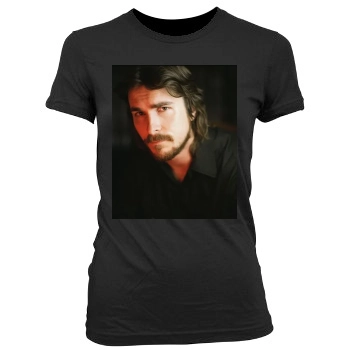 Christian Bale Women's Junior Cut Crewneck T-Shirt