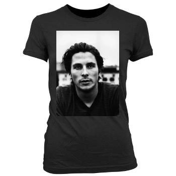 Christian Bale Women's Junior Cut Crewneck T-Shirt