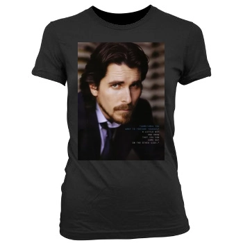 Christian Bale Women's Junior Cut Crewneck T-Shirt