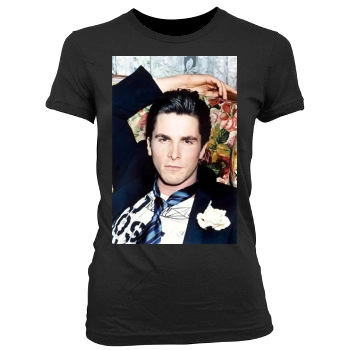 Christian Bale Women's Junior Cut Crewneck T-Shirt