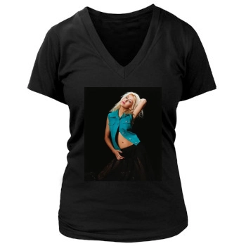 Christina Aguilera Women's Deep V-Neck TShirt