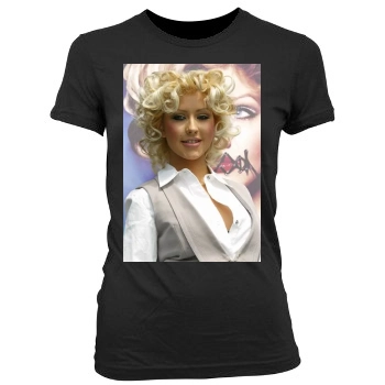 Christina Aguilera Women's Junior Cut Crewneck T-Shirt