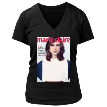 Keira Knightley Women's Deep V-Neck TShirt