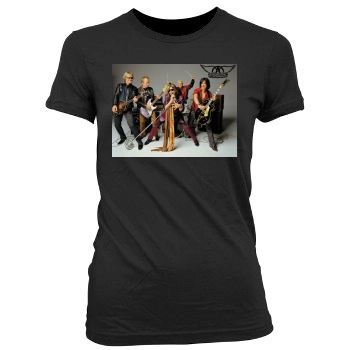 Aerosmith Women's Junior Cut Crewneck T-Shirt