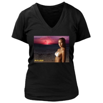 Jessica Alba Women's Deep V-Neck TShirt