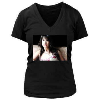 Sophie Marceau Women's Deep V-Neck TShirt