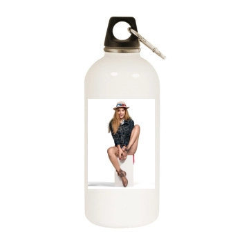 Barbara Palvin White Water Bottle With Carabiner