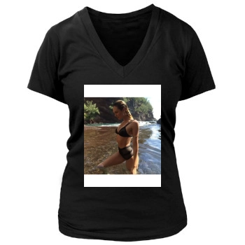 Candice Swanepoel Women's Deep V-Neck TShirt