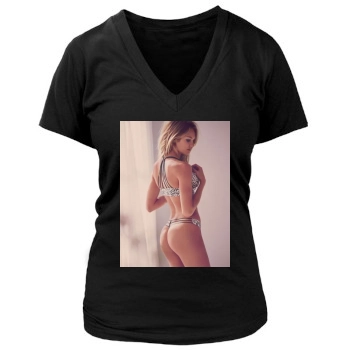 Candice Swanepoel Women's Deep V-Neck TShirt