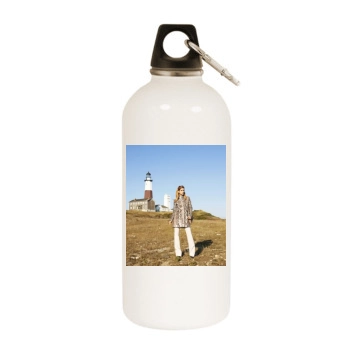 Barbara Palvin White Water Bottle With Carabiner