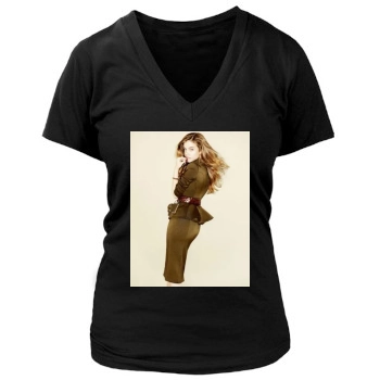 Barbara Palvin Women's Deep V-Neck TShirt