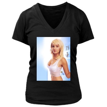 Elisha Cuthbert Women's Deep V-Neck TShirt