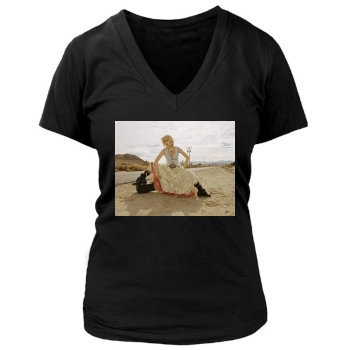 Elisha Cuthbert Women's Deep V-Neck TShirt