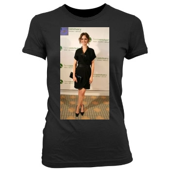 Emily Deschanel Women's Junior Cut Crewneck T-Shirt