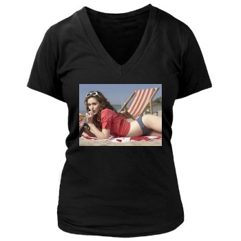 Emmy Rossum Women's Deep V-Neck TShirt