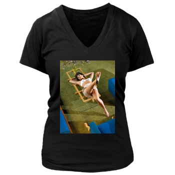 Eva Mendes Women's Deep V-Neck TShirt