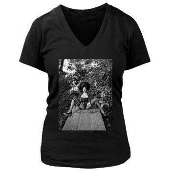 Eva Mendes Women's Deep V-Neck TShirt