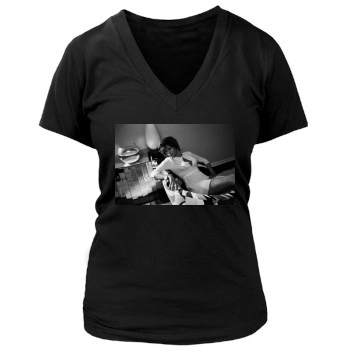 Eva Mendes Women's Deep V-Neck TShirt