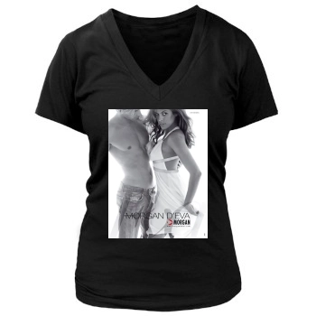 Eva Mendes Women's Deep V-Neck TShirt